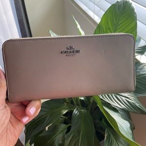 Gray Zip around coach accordion wallet